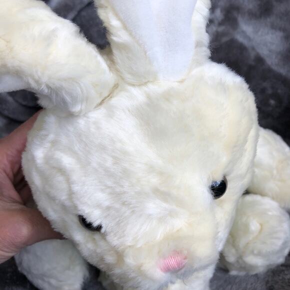 White Bunny Rabbit Plush Green Vest Bendable Ears 15”  Soft Stuffed Animal Toy - Picture 8 of 16